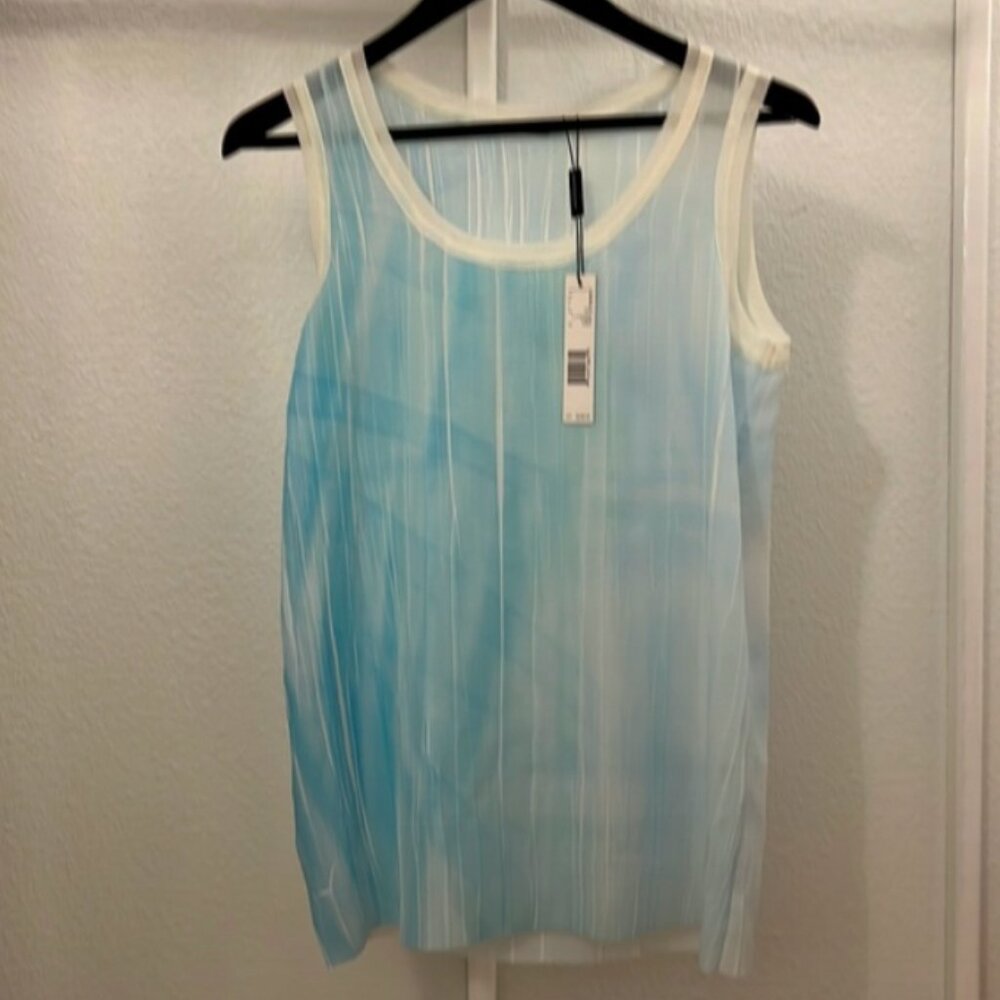 NWT Elie Tahari Sheer Ellison Crinkle Textured Sleeveless Blouse small